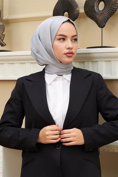 Janjan Çift Taraflı Şal Gümüş Gri