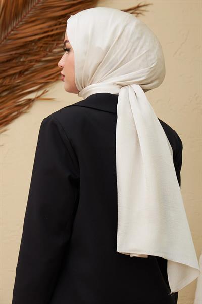 Janjan Çift Taraflı Şal İnci Beyaz