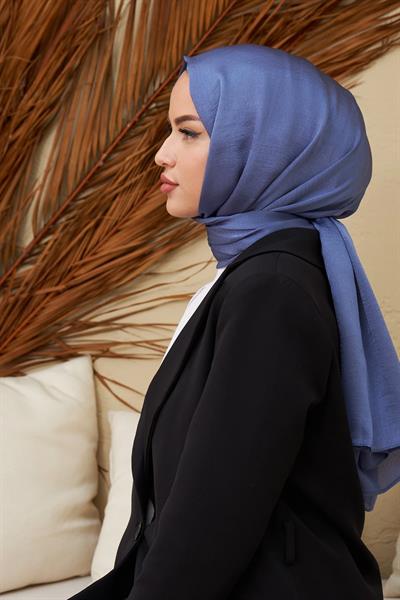 Janjan Çift Taraflı Şal İndigo Mavi