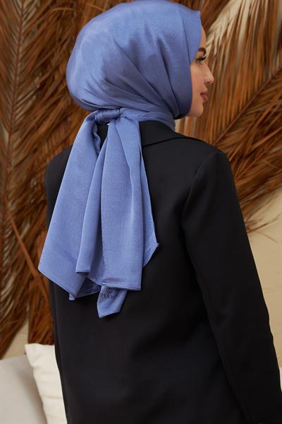 Janjan Çift Taraflı Şal İndigo Mavi