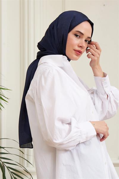 Janjan Çift Taraflı Şal Lacivert