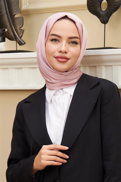 Janjan Çift Taraflı Şal Pudra Pembe