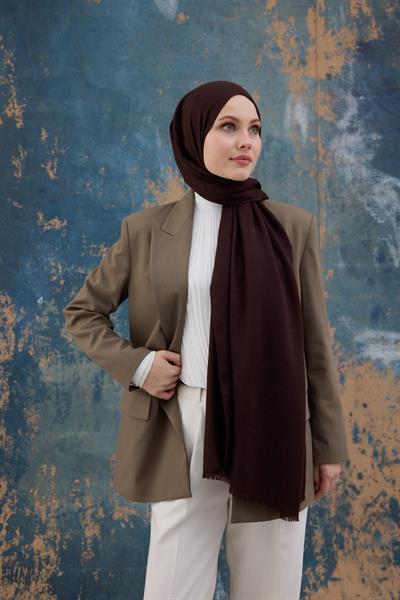 Kare Desen Pamuk Jakar Şal Acı Kahve 8012-16