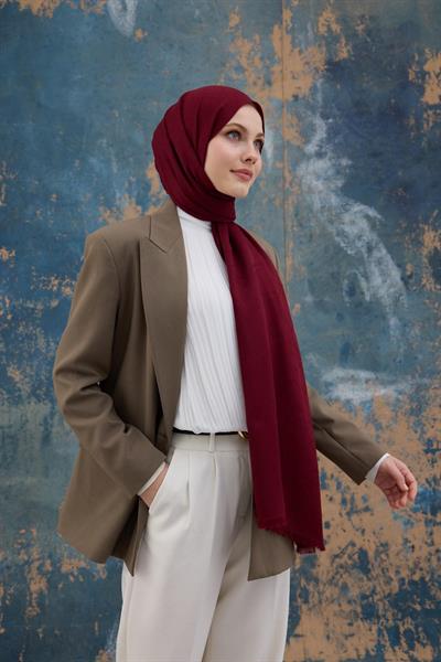Kare Desen Pamuk Jakar Şal Bordo 8012-02