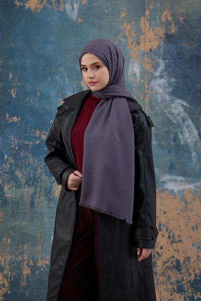 Kare Desen Pamuk Jakar Şal Füme 8012-05