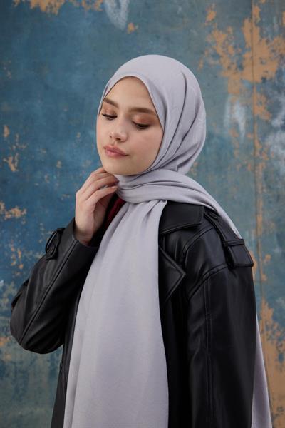 Kare Desen Pamuk Jakar Şal Gri 8012-09