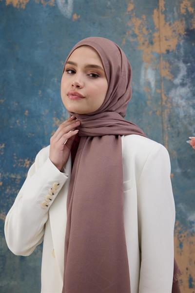 Kare Desen Pamuk Jakar Şal Gül Kurusu 8012-01