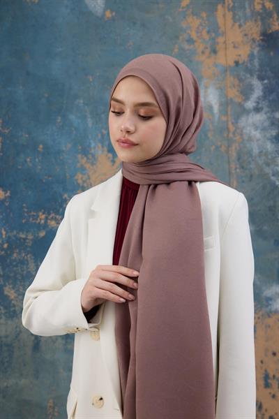 Kare Desen Pamuk Jakar Şal Gül Kurusu 8012-01