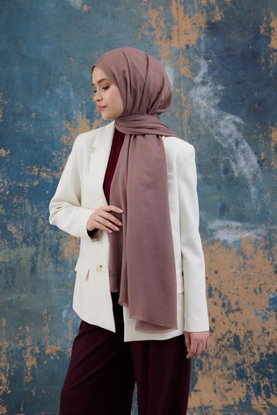 Kare Desen Pamuk Jakar Şal Gül Kurusu 8012-01