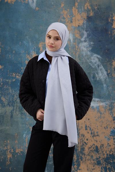 Kare Desen Pamuk Jakar Şal Gümüş 8012-06