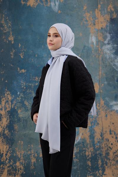 Kare Desen Pamuk Jakar Şal Gümüş 8012-06