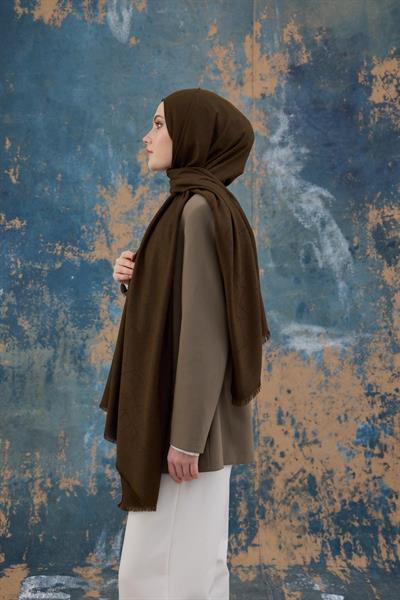 Kare Desen Pamuk Jakar Şal Haki 8012-18