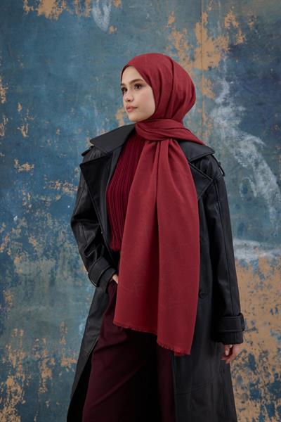 Kare Desen Pamuk Jakar Şal Kırmızı 8012-15