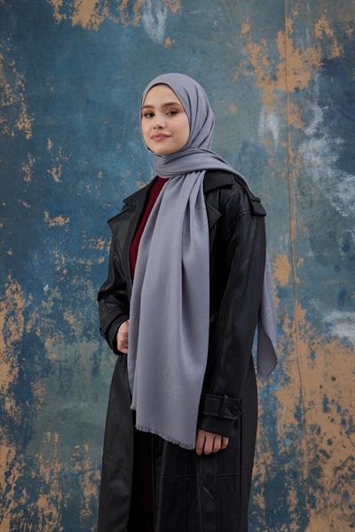 Kare Desen Pamuk Jakar Şal Lavanta Gri 8012-04
