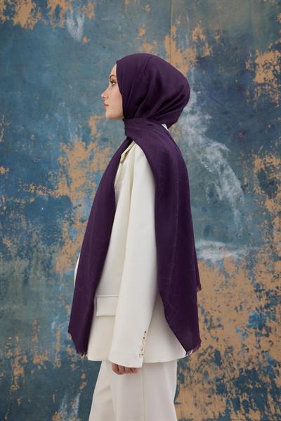 Kare Desen Pamuk Jakar Şal Mor 8012-13