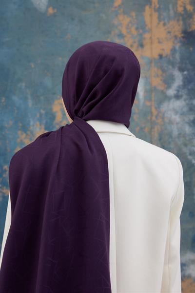 Kare Desen Pamuk Jakar Şal Mor 8012-13