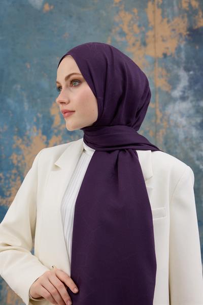 Kare Desen Pamuk Jakar Şal Mor 8012-13