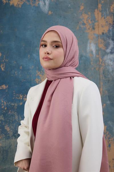 Kare Desen Pamuk Jakar Şal Pembe 8012-17