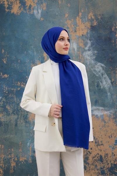 Kare Desen Pamuk Jakar Şal Saks 8012-12