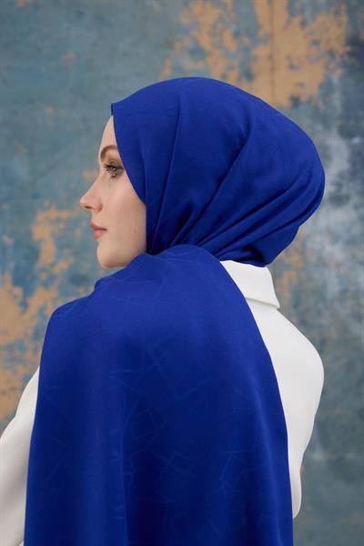 Kare Desen Pamuk Jakar Şal Saks 8012-12