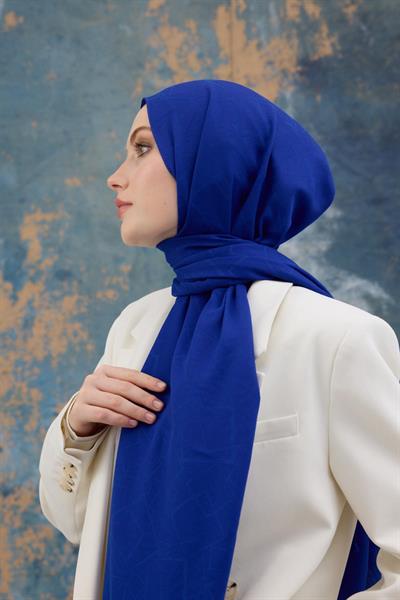 Kare Desen Pamuk Jakar Şal Saks 8012-12