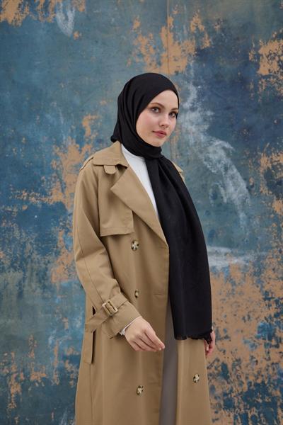 Kare Desen Pamuk Jakar Şal Siyah 8012-10