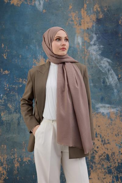 Kare Desen Pamuk Jakar Şal Sütlü Kahve 8012-20