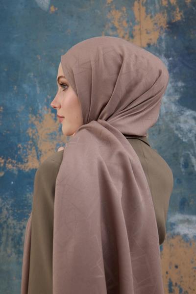 Kare Desen Pamuk Jakar Şal Sütlü Kahve 8012-20