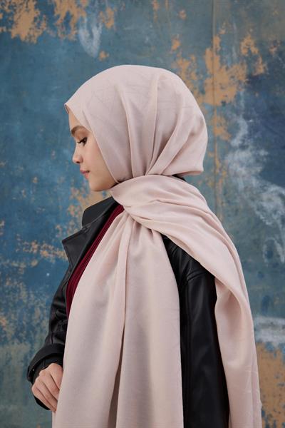 Kare Desen Pamuk Jakar Şal Toz Pembe 8012-21