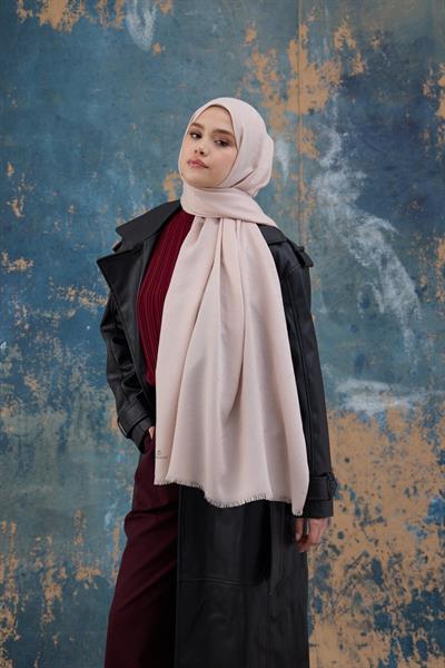 Kare Desen Pamuk Jakar Şal Toz Pembe 8012-21