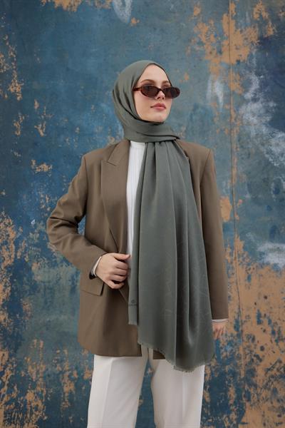 Kare Desen Pamuk Jakar Şal Yosun 8012-14