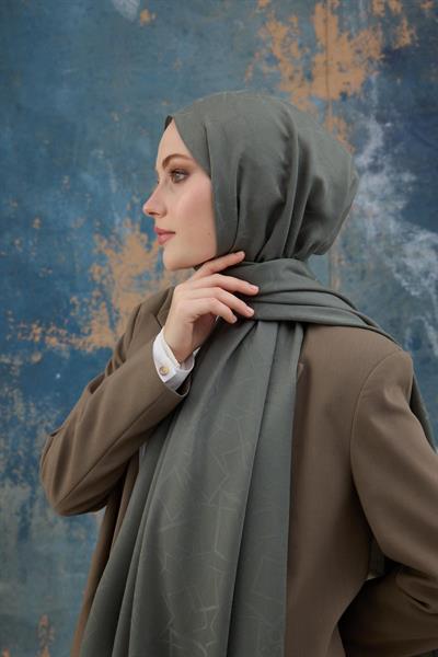 Kare Desen Pamuk Jakar Şal Yosun 8012-14