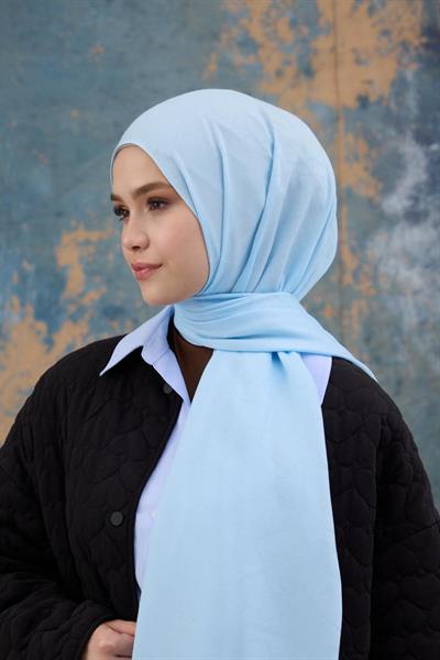 Kaz Ayağı Desen Pamuk Jakar Şal Bebe Mavisi 8011-03