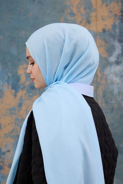 Kaz Ayağı Desen Pamuk Jakar Şal Bebe Mavisi 8011-03