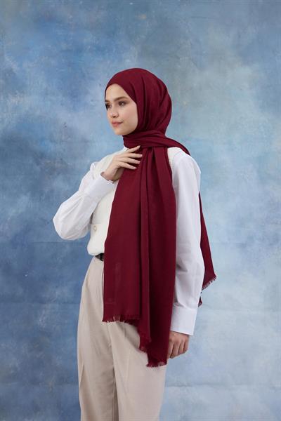 Kaz Ayağı Desen Pamuk Jakar Şal Bordo 8011-02