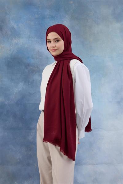 Kaz Ayağı Desen Pamuk Jakar Şal Bordo 8011-02