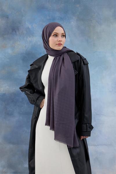 Kaz Ayağı Desen Pamuk Jakar Şal Füme 8011-05