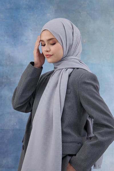 Kaz Ayağı Desen Pamuk Jakar Şal Gri 8011-09