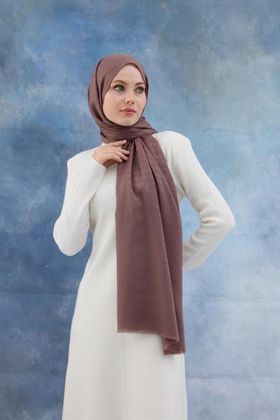 Kaz Ayağı Desen Pamuk Jakar Şal Gül Kurusu 8011-01