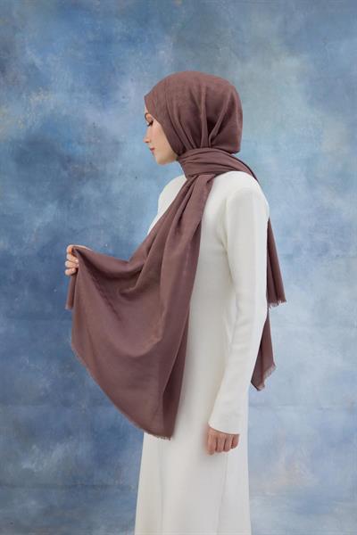 Kaz Ayağı Desen Pamuk Jakar Şal Gül Kurusu 8011-01