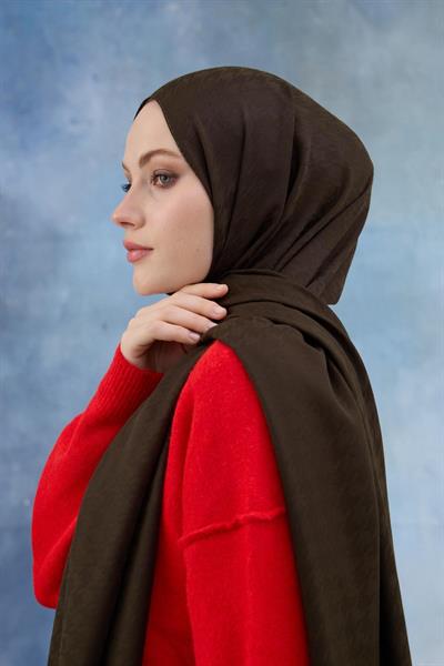 Kaz Ayağı Desen Pamuk Jakar Şal Haki 8011-18