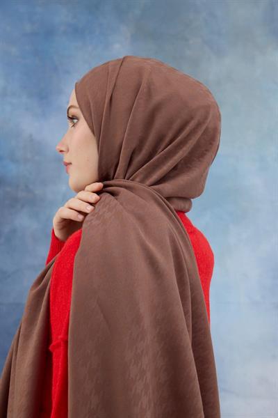 Kaz Ayağı Desen Pamuk Jakar Şal Koyu Gül Kurusu 8011-19