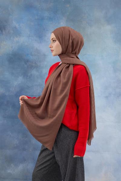 Kaz Ayağı Desen Pamuk Jakar Şal Koyu Gül Kurusu 8011-19