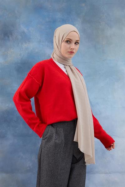 Kaz Ayağı Desen Pamuk Jakar Şal Kumsal 8011-24