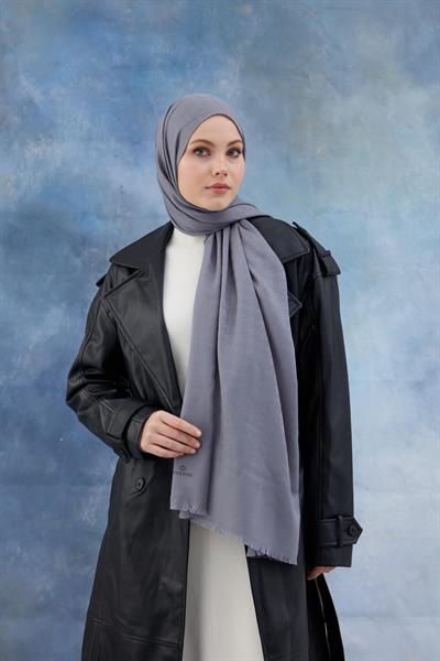 Kaz Ayağı Desen Pamuk Jakar Şal Lavanta Gri 8011-04