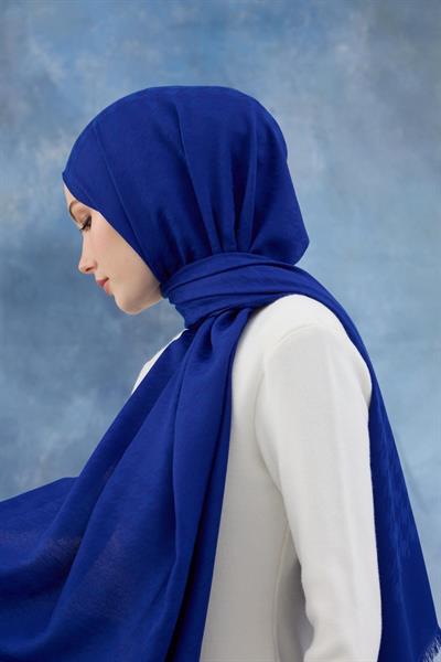 Kaz Ayağı Desen Pamuk Jakar Şal Saks 8011-12