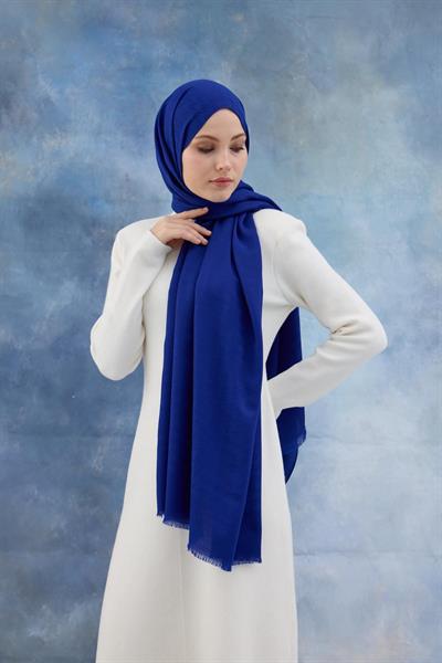 Kaz Ayağı Desen Pamuk Jakar Şal Saks 8011-12