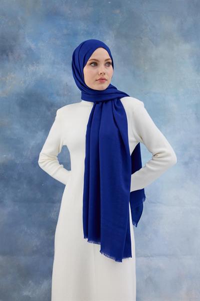 Kaz Ayağı Desen Pamuk Jakar Şal Saks 8011-12