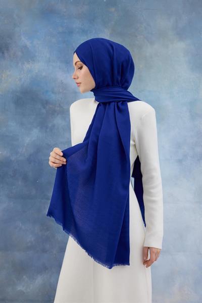 Kaz Ayağı Desen Pamuk Jakar Şal Saks 8011-12