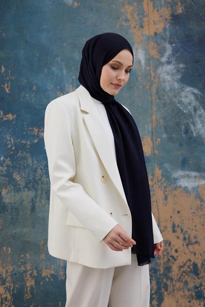 Kaz Ayağı Desen Pamuk Jakar Şal Siyah 8011-10